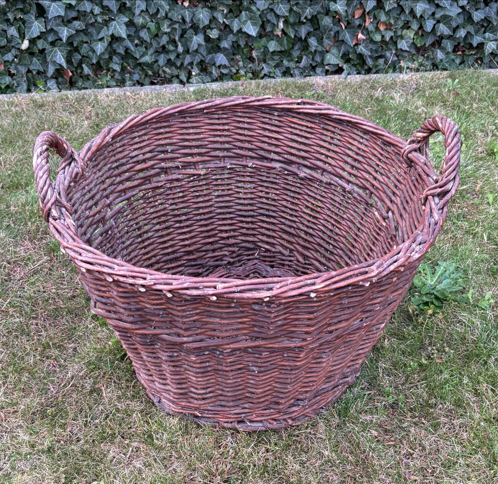 Grote rieten vintage houtmand / aardappelmand  38x57 cm, Ophalen