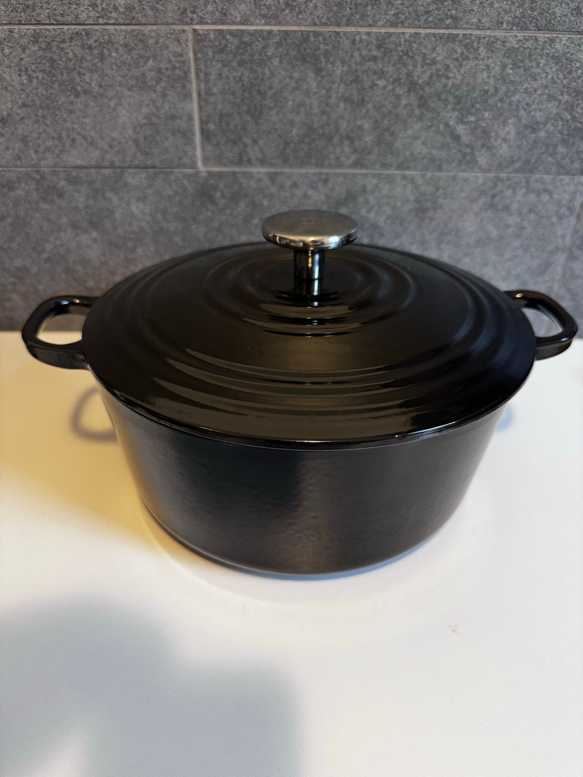 BK bourgogne braadpan Zwart 4.2L 24 cm gietijzer, Met deksel, BK, Ophalen of Verzenden, Zo goed als nieuw