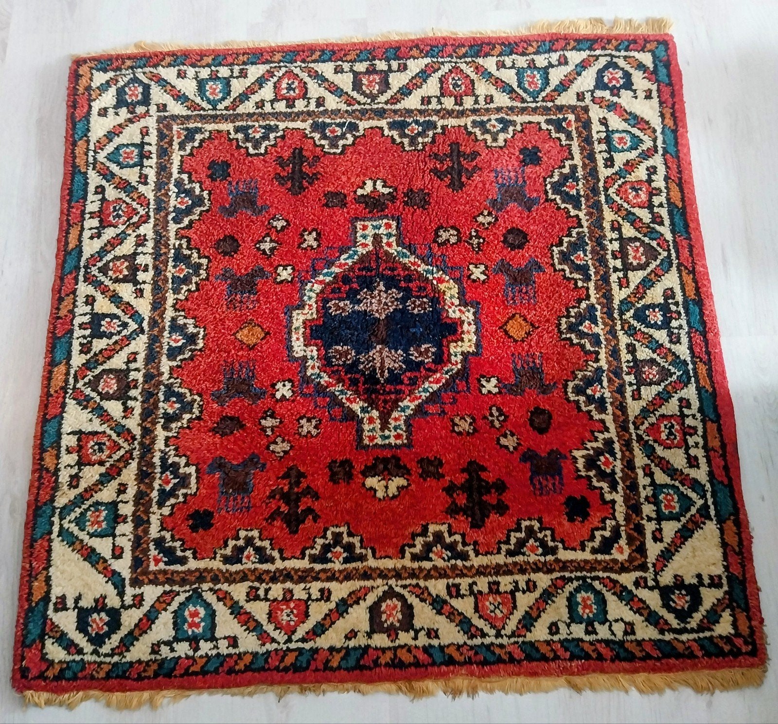 Perzisch tapijt 100x100 cm, Ophalen, Gebruikt, Vierkant, Perzisch, Traditioneel