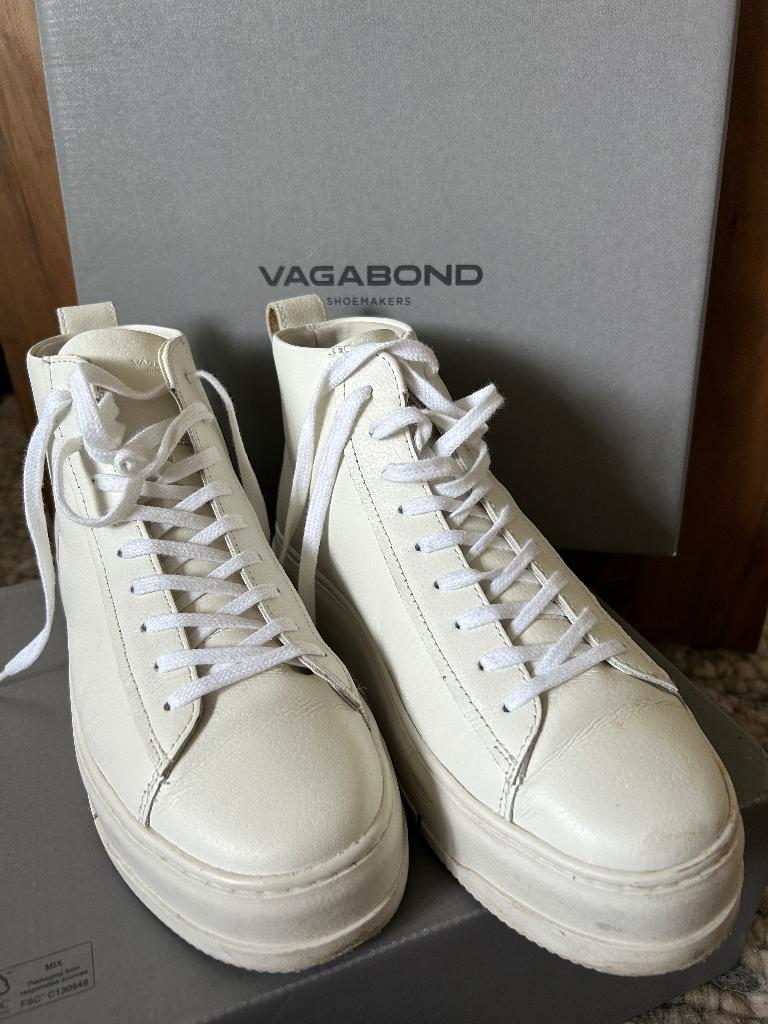 VAGABOND shoemakers white hoog leer maat 37, Wit, Ophalen of Verzenden, Sneakers of Gympen, Zo goed als nieuw