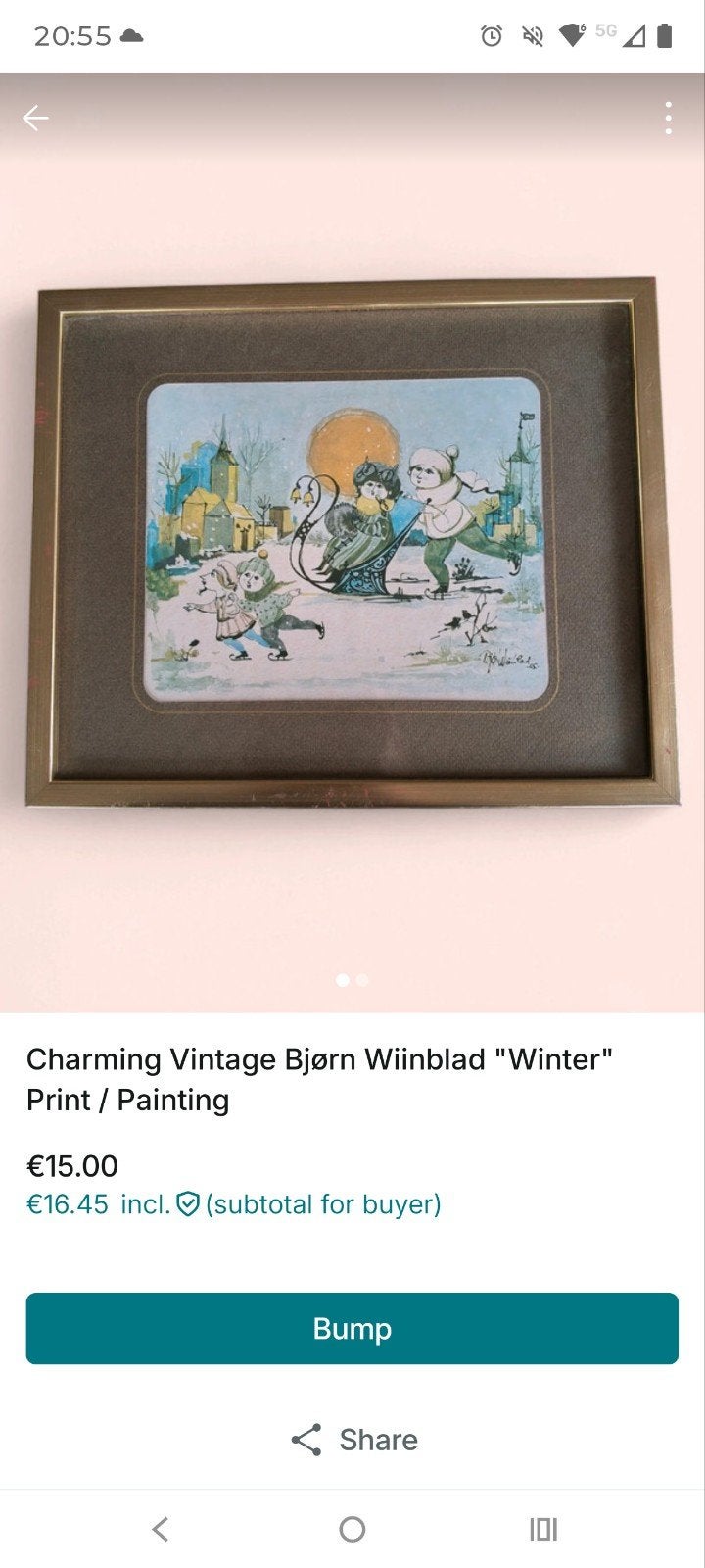 Vintage Bjørn Wiinblad 'Winter' Print/Schilderij, Ophalen