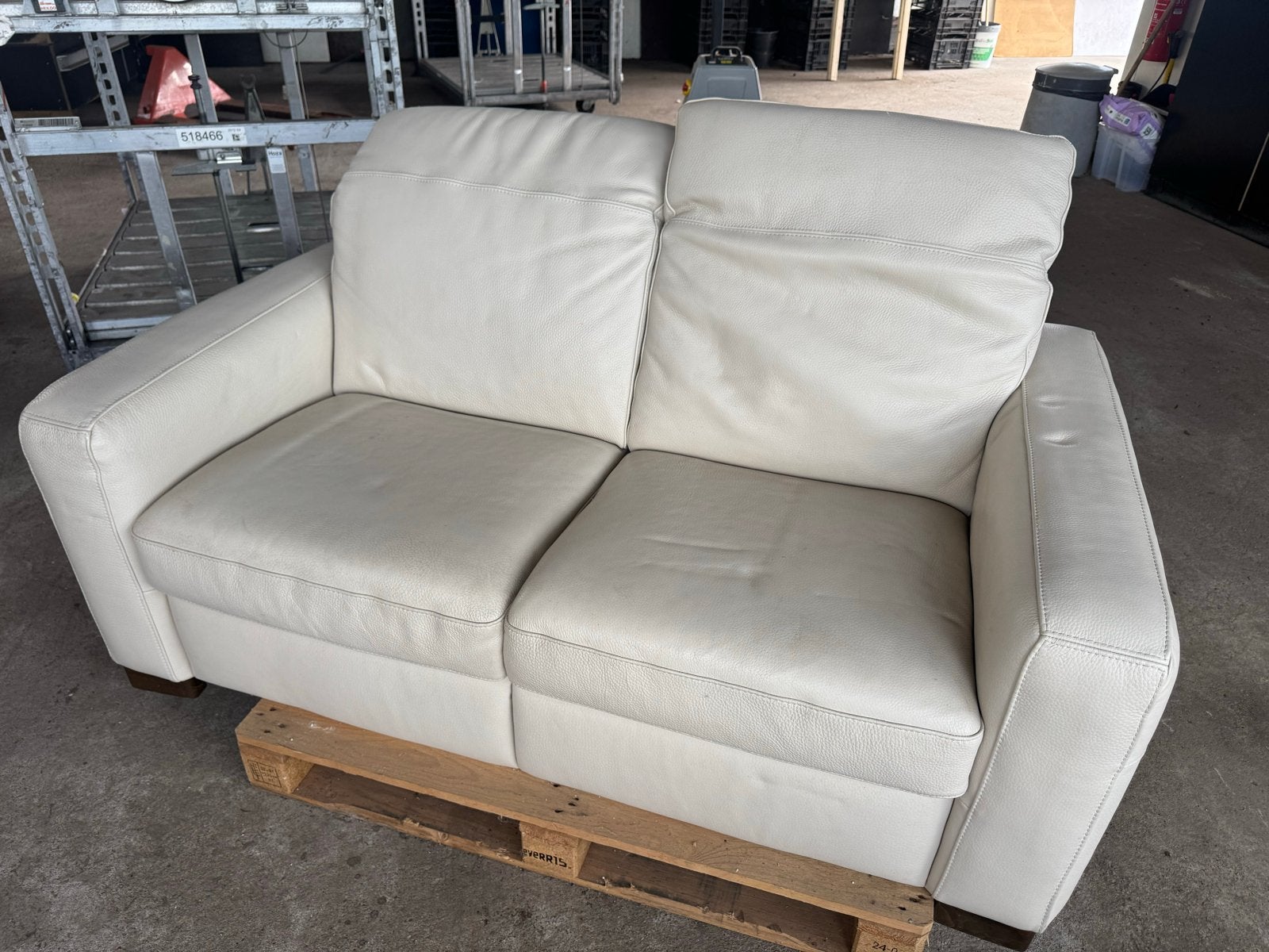 IKEA Leren Bank - Wit/Crème - 2-zits, Ophalen, Gebruikt, 150 tot 200 cm, Tweepersoons