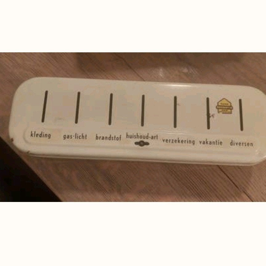 OUDE EMAILLE BRABANTIA SPAARDOOS o.a gas/ licht, Ophalen of Verzenden