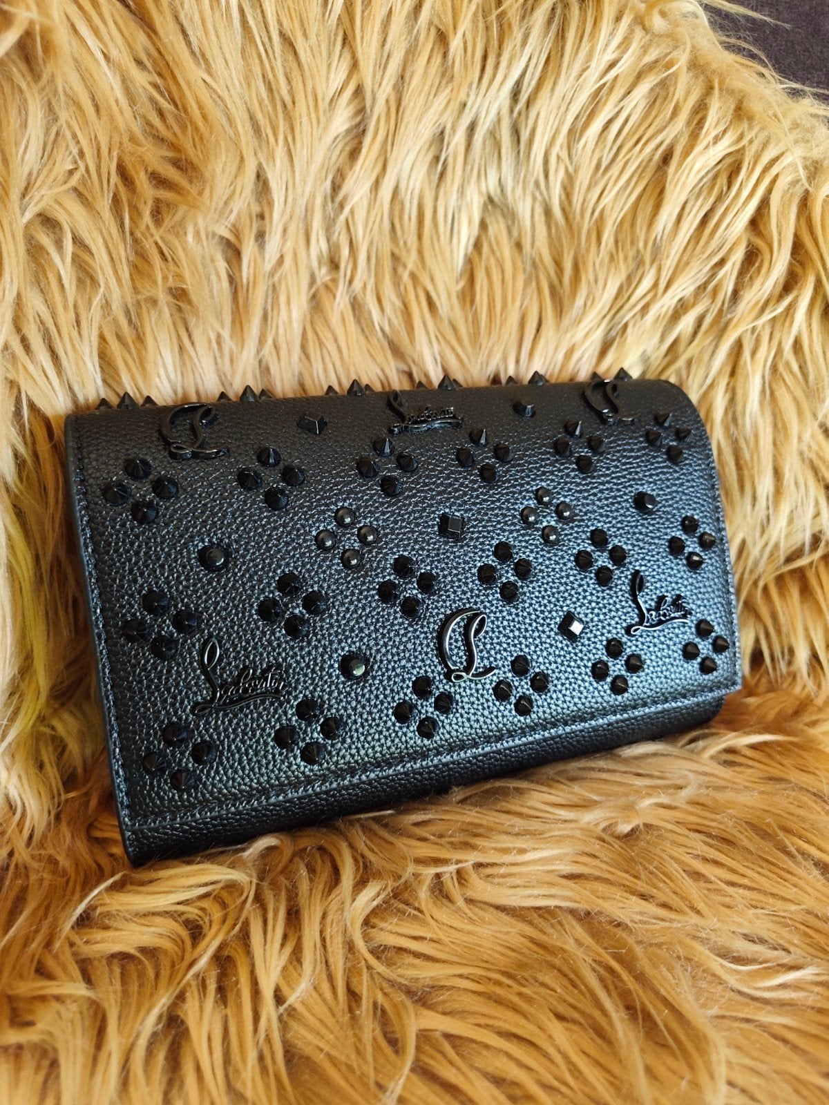 Christian Louboutin Jet Black Schoudertasje met Studs, Ophalen of Verzenden