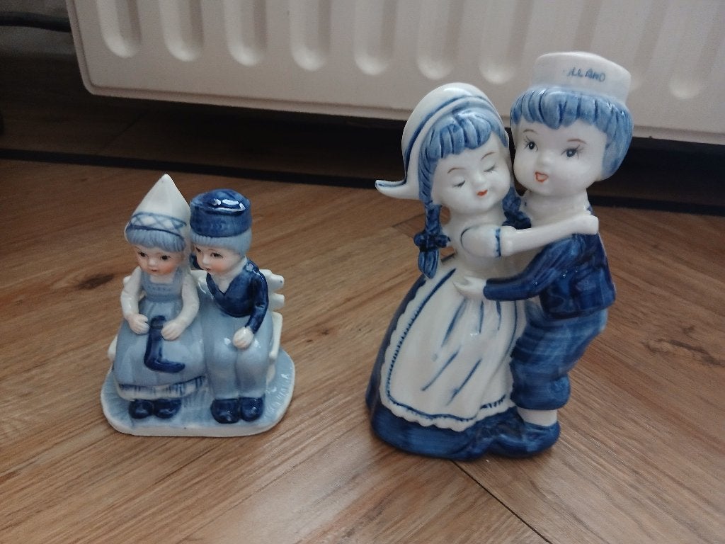 delfts blauw "Boer en Boerin" beeldjes, Ophalen of Verzenden, Gebruikt, Mens