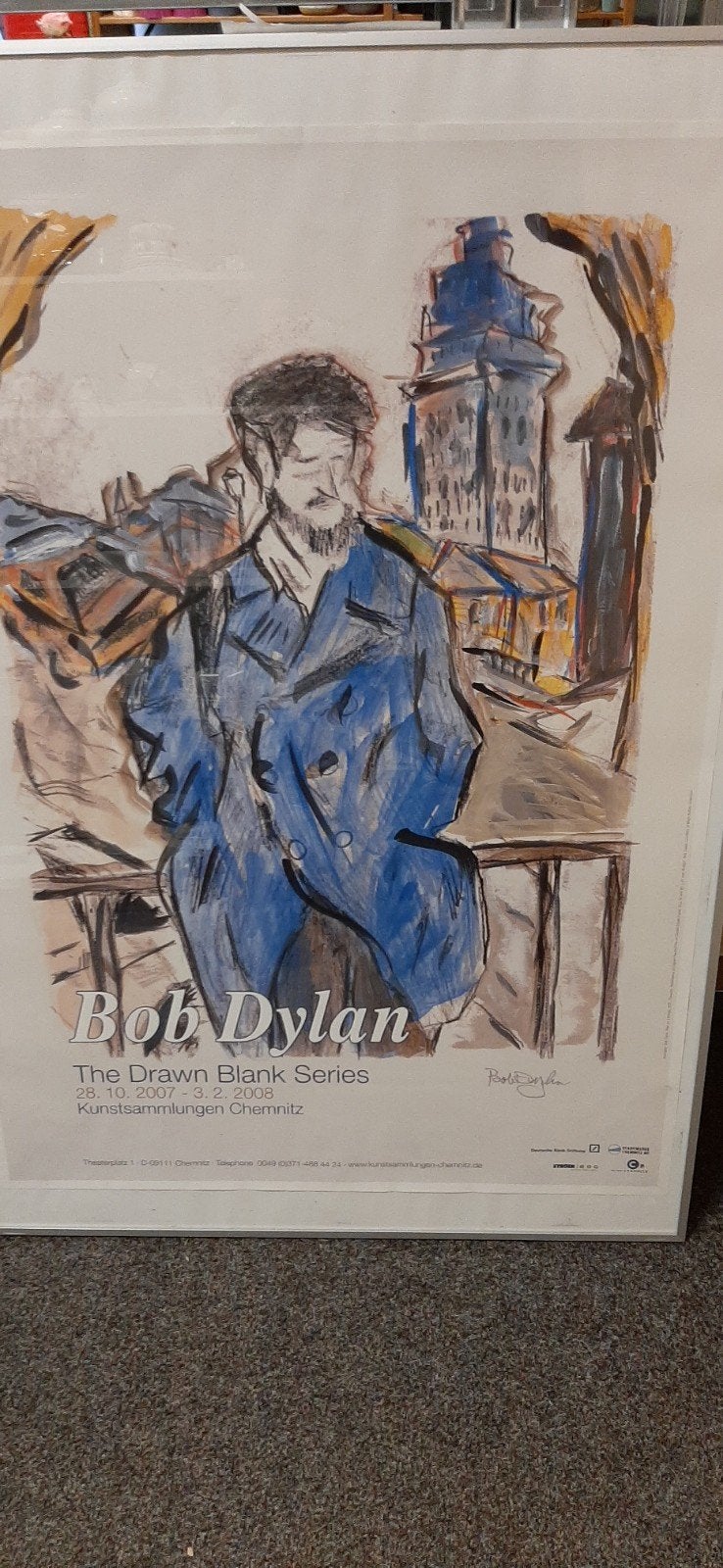 Bob Dylan Poster - Gesigneerd, Beperkte Oplage, Ingelijst, Ophalen, Rechthoekig Staand, Met lijst, Zo goed als nieuw