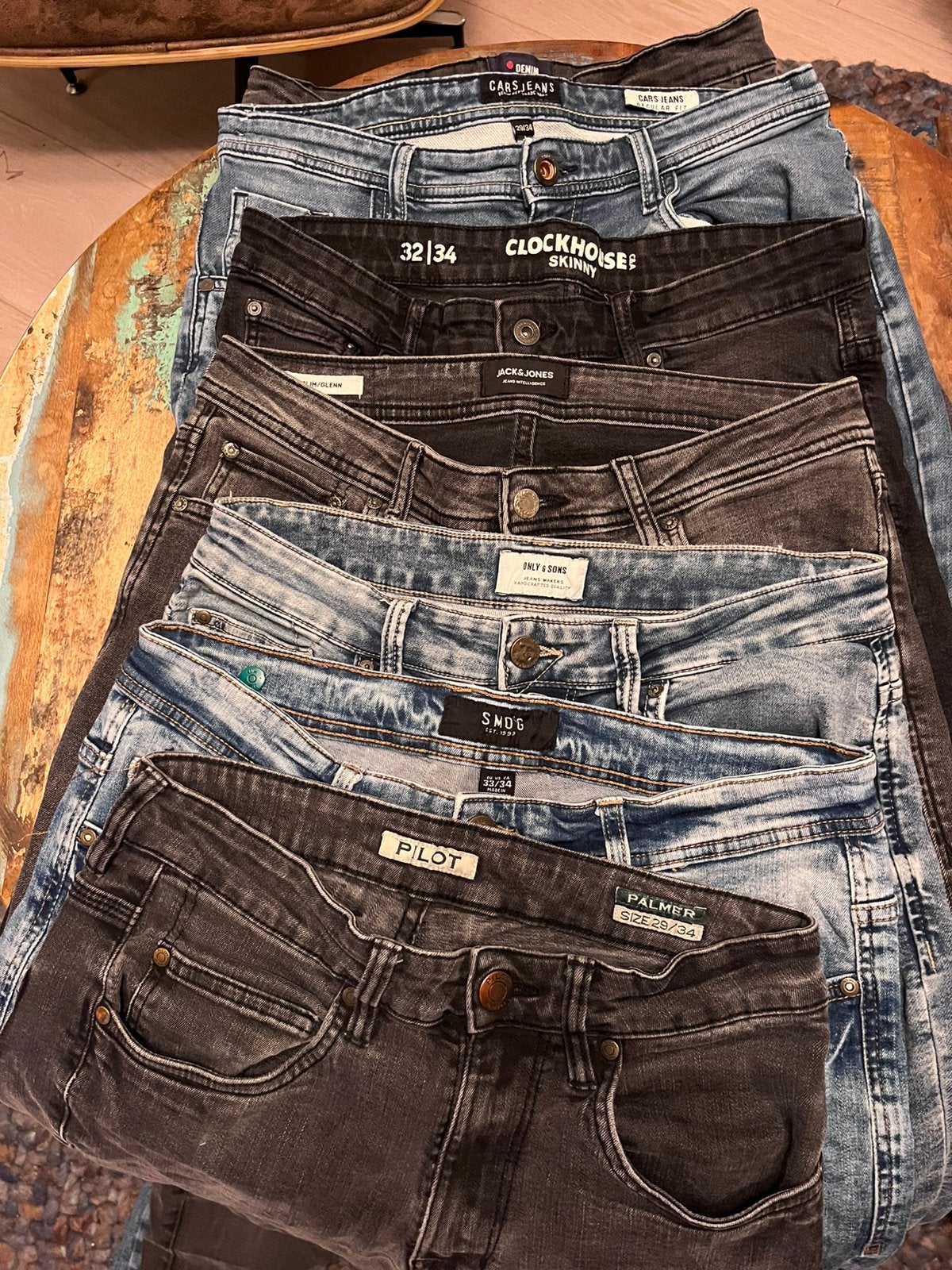 Stapel jeans, tussen maat 29-31, lengte 34, Kleding | Heren, Ophalen, Gedragen, Blauw, W32 (confectie 46) of kleiner