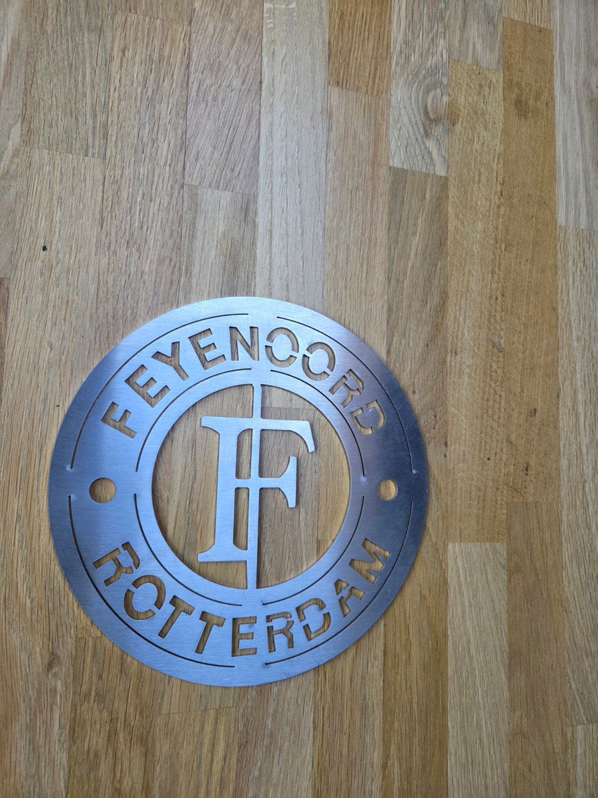 Feyenoord Rotterdam RVS Embleem - 20cm Doorsnede, Ophalen of Verzenden, Zo goed als nieuw, Feyenoord, Overige typen