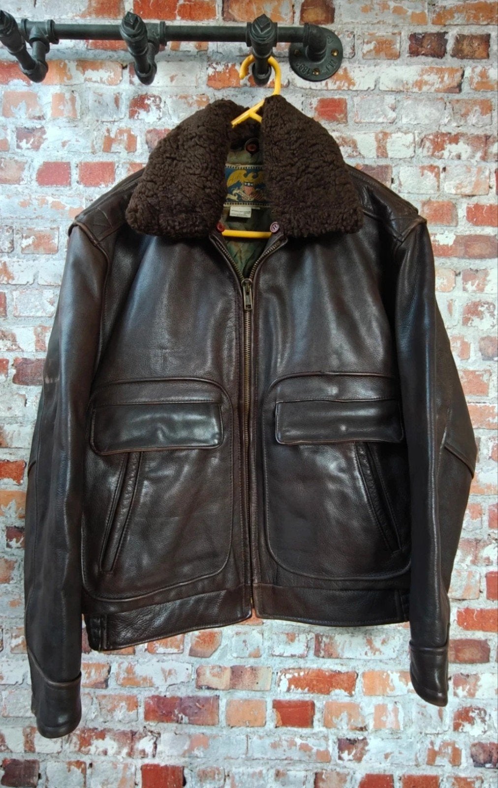 Vintage Avirex USA Leren Pilotenjack - Maat S, Kleding | Heren, Bruin, Ophalen of Verzenden, Gedragen, Avirex USA