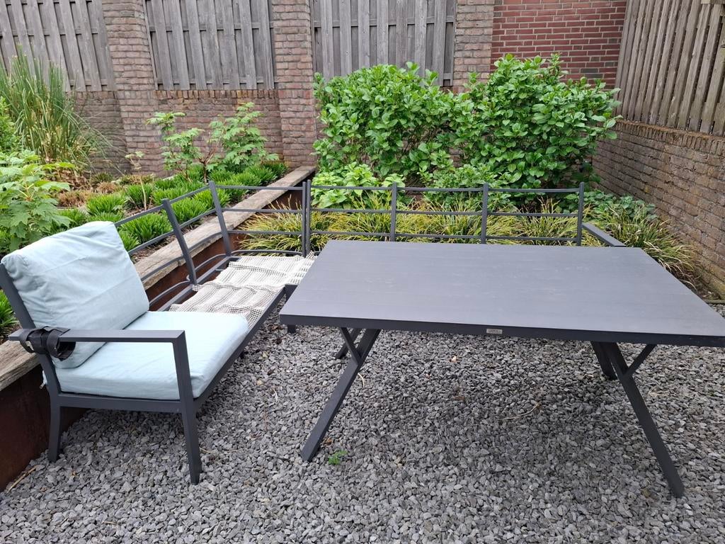 Moderne lounge dining tuinset met tafel, Tuin en Terras, Tuinsets en Loungesets, Ophalen, Gebruikt, 3 zitplaatsen, Aluminium