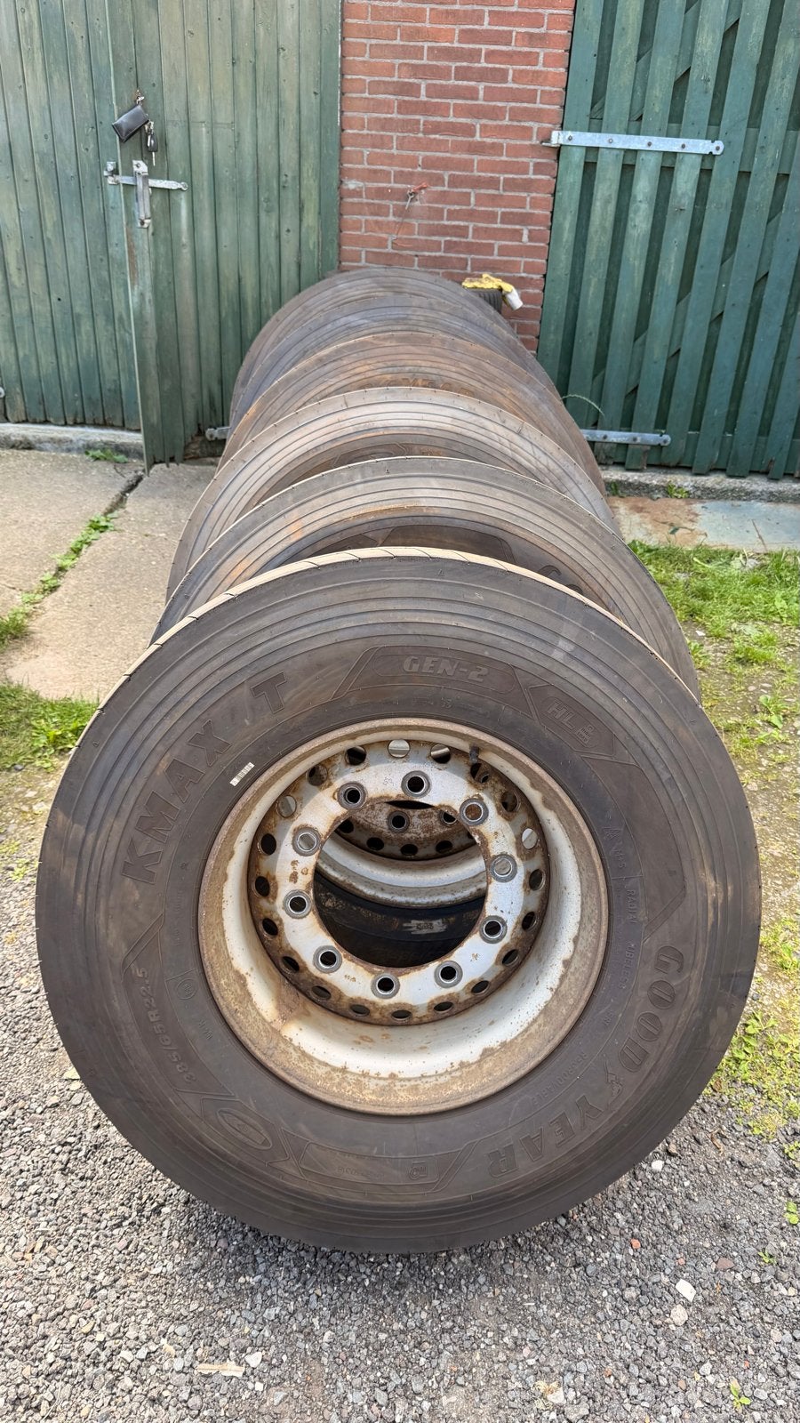 6 Goodyear 385/65/22.5 banden met velgen (bijna nieuw), Auto-onderdelen, Banden en Velgen, Gebruikt, Banden en Velgen, Overige maten