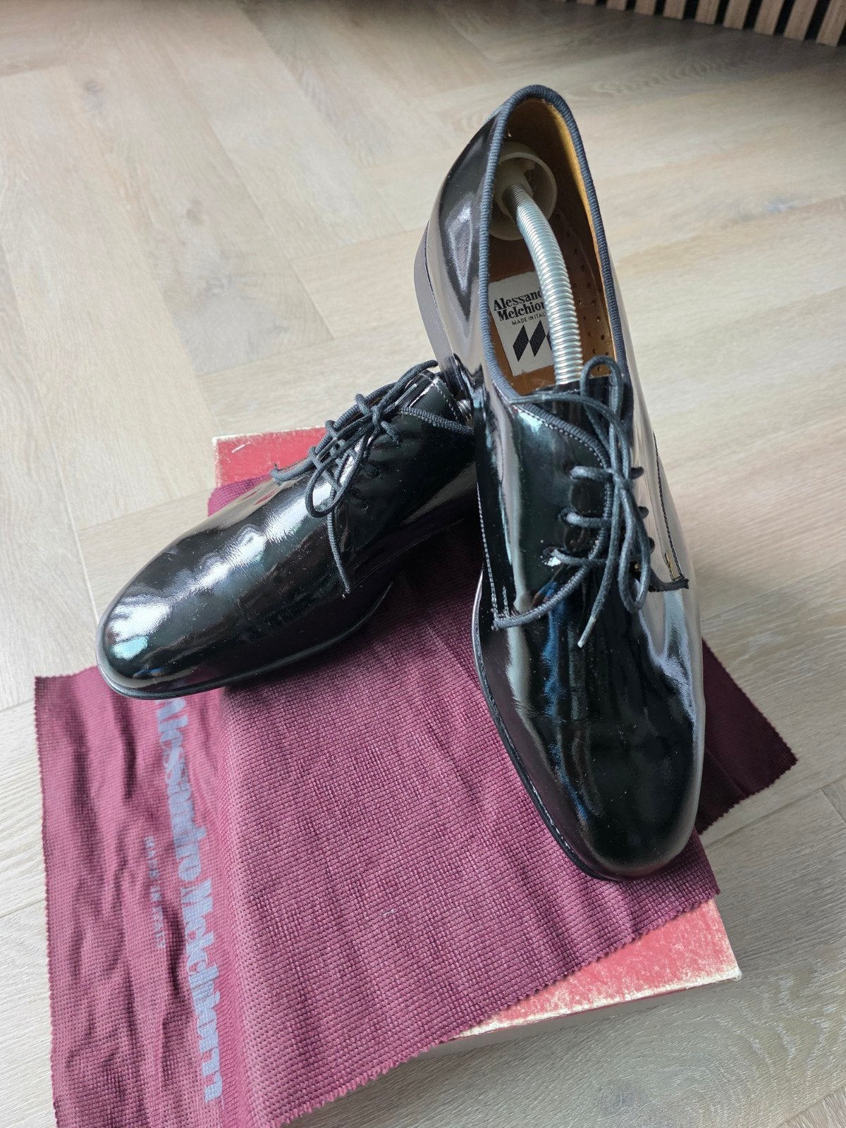 Italiaanse Leren Lakschoenen Alessandro Melchiorri - Mt 44, Ophalen of Verzenden, Nieuw, Zwart