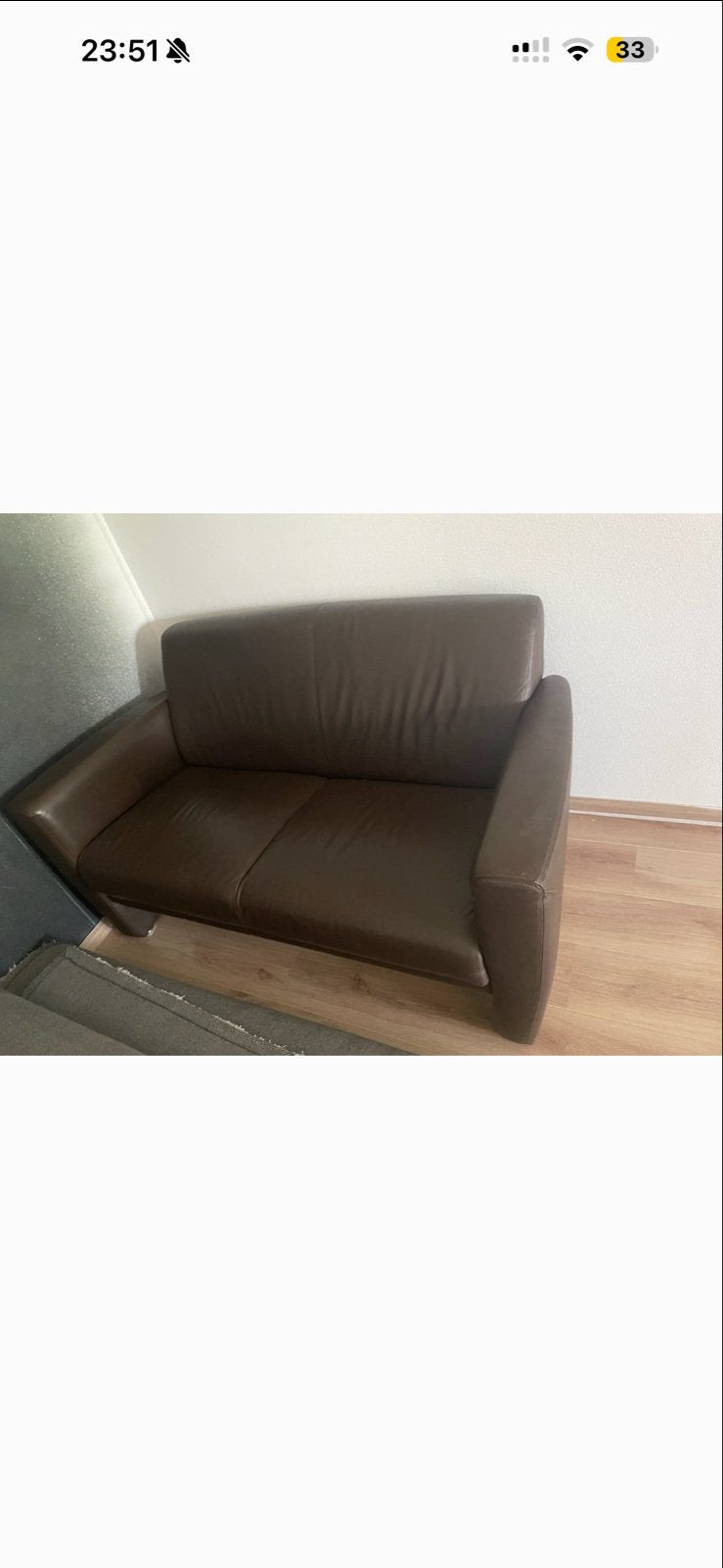 Comfortabele bruine tweepersoonsbank, Ophalen, Gebruikt, 150 tot 200 cm, Tweepersoons
