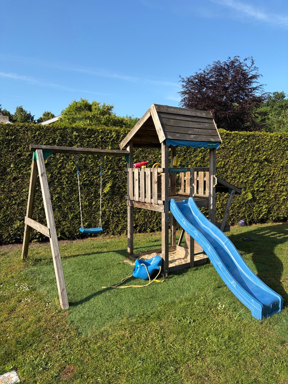 Houten Speeltoestel met Glijbaan, Schommel van jungle gym, Ophalen of Verzenden, Nieuw, Glijbaan