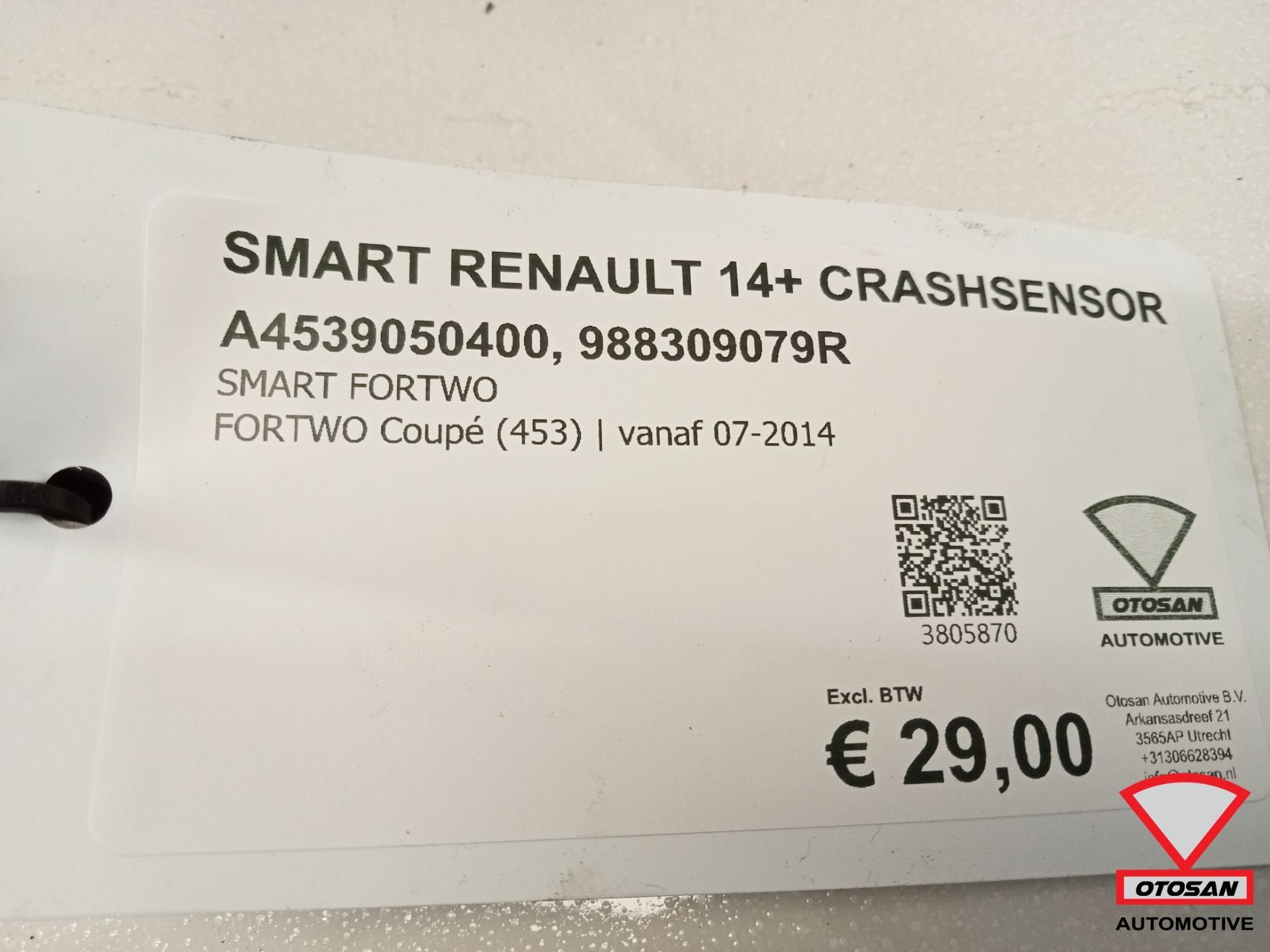 Smart Renault 2014+ Crashsensor Airbag A4539050400 988309079, Auto-onderdelen, Gebruikt, Mercedes-Benz AG, Ophalen of Verzenden