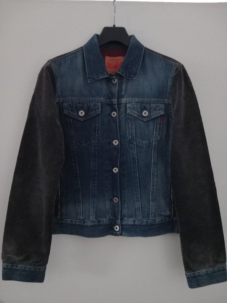 Vintage Replay Jacket jeans/corduroy blauw/grijs L/XL nieuw!, Kleding | Dames, Overige kleuren, Maat 42/44 (L), Ophalen of Verzenden