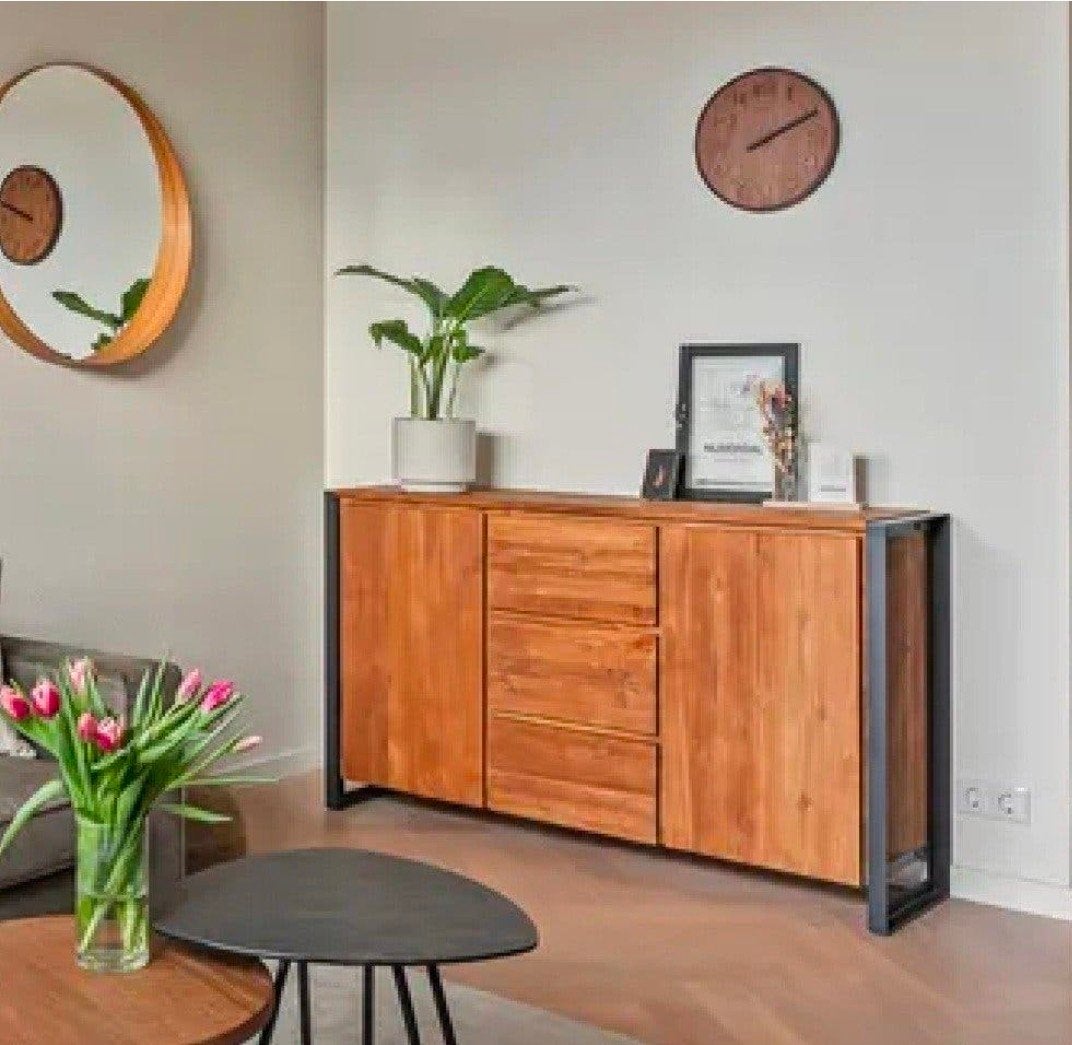 d-Bodhi Fendy Dressoir - Industrieel Teakhout & Metaal, Ophalen, Gebruikt, Industrieel, Warm, Modern, 25 tot 50 cm