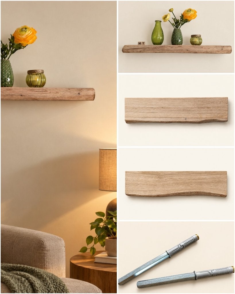 Wandplank eiken zwevend incl. montagepennen 53,5cm #312, Houtatelier M.Y., Info@myhoutatelier.nl, Nieuw, Ophalen of Verzenden