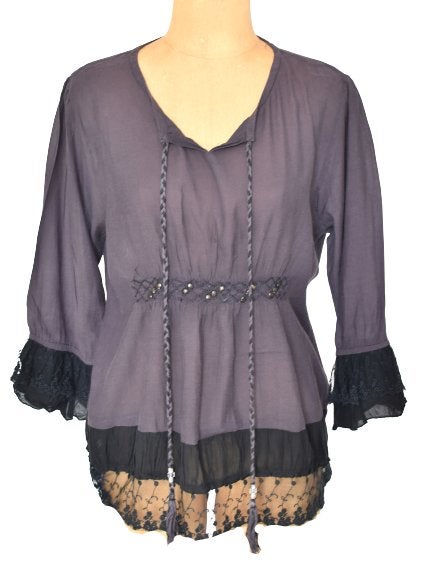 Repeat topje, blouse, top, paars/zwart, Mt. L, Repeat, Verzenden, Paars, Maat 42/44 (L)