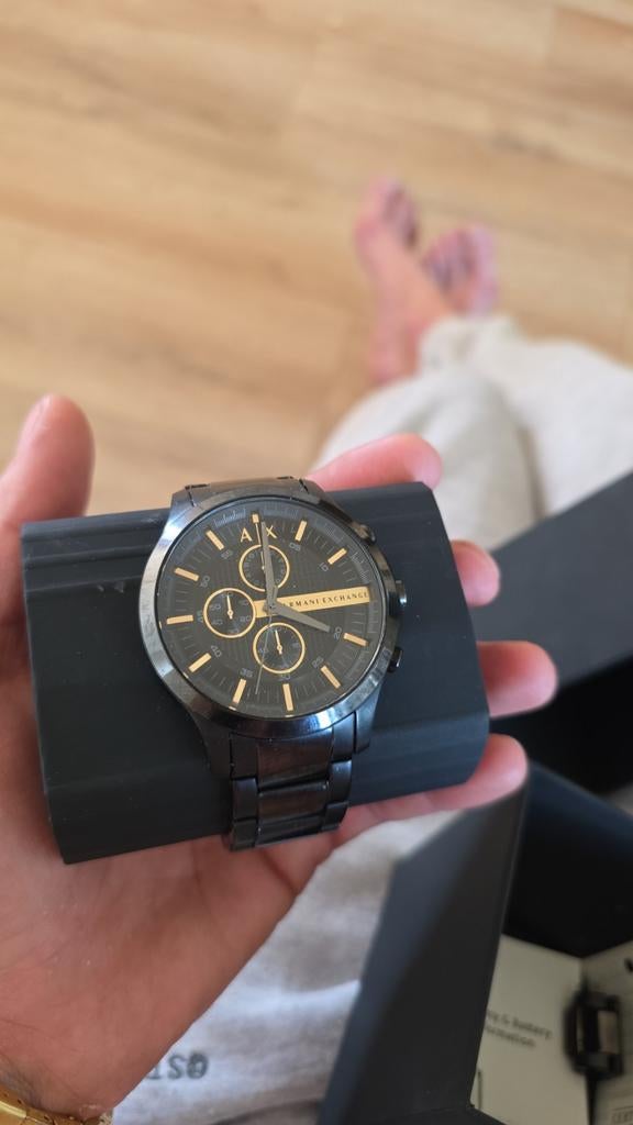 Armani Exchange AX2164 Heren Horloge Zwart Goud, Overige merken, Staal, Staal, Polshorloge