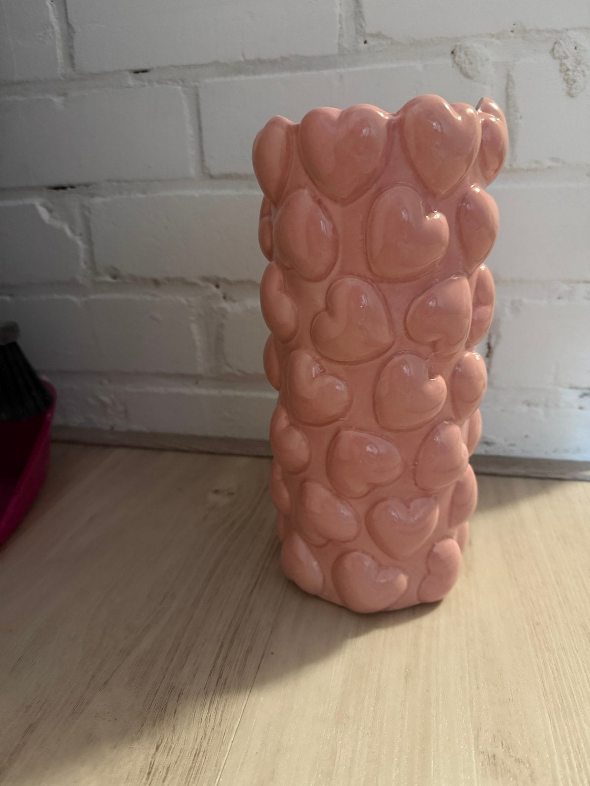Roze hartjesvaas, Ophalen, Zo goed als nieuw, Roze