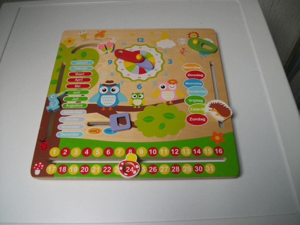 Kalender - Klok Uilen, Kinderen en Baby's, Speelgoed | Houten speelgoed, Ophalen of Verzenden, Gebruikt