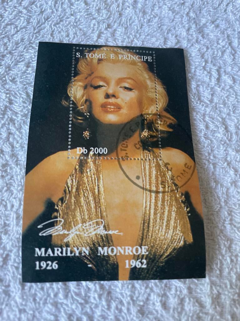 Marilyn Monroe Postzegel - S. Tomé e Príncipe, Ophalen of Verzenden, Overige landen, Gestempeld