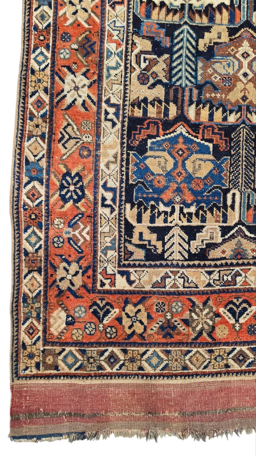 Handmade antique Persian Qashqai carpet Tribal 148x258cm, Onbekend (Handgemaakt), Gebruikt, 100 tot 150 cm, 200 cm of meer