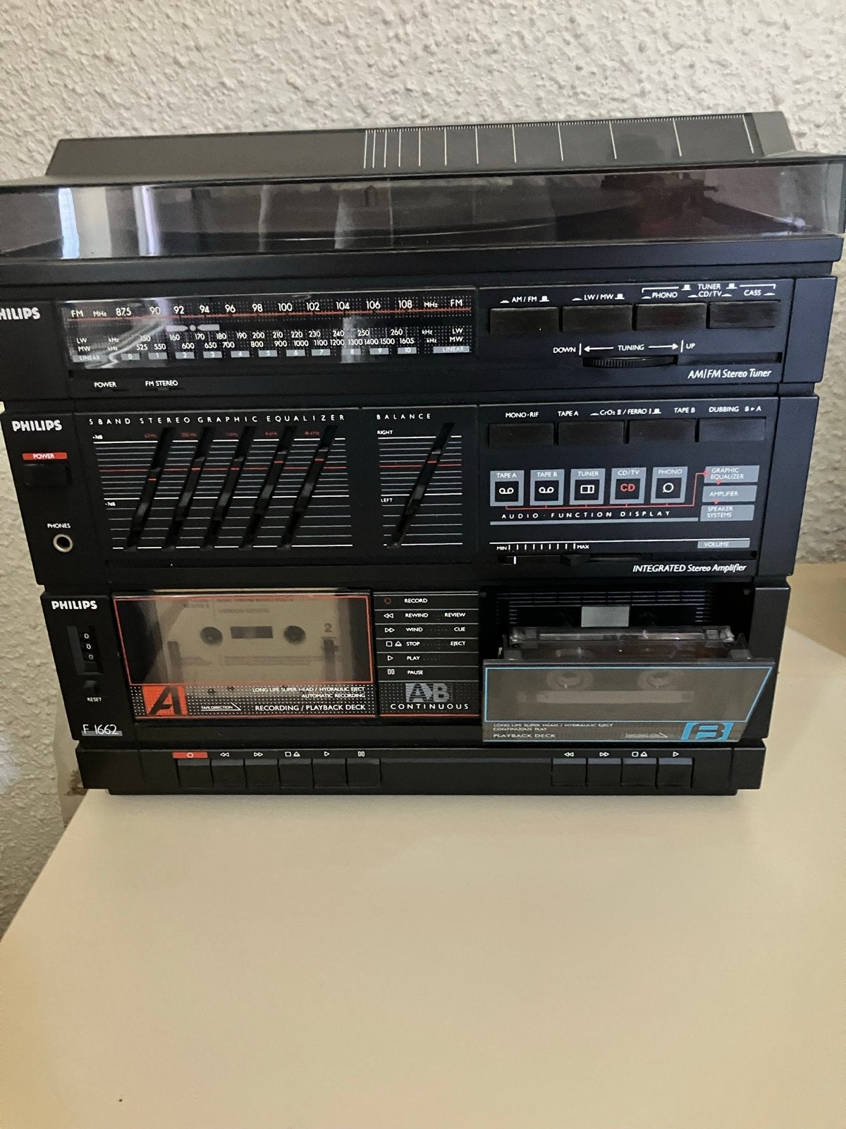 Philips F1662 Stereo Set met Platenspeler en Cassettedeck, Ophalen, Philips, Gebruikt, Cassettedeck