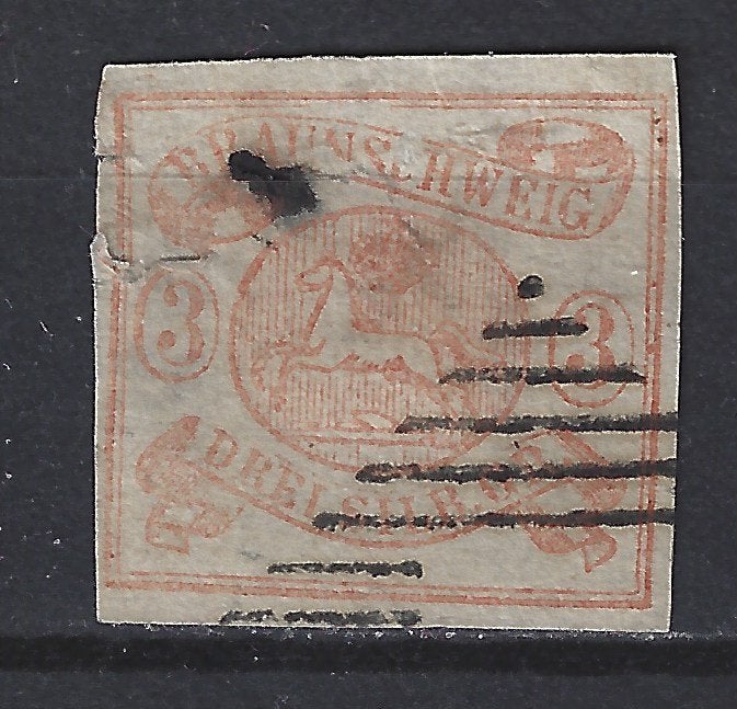 Duitsland Braunschweig 3 geb 1853 Meer Braunschweig 14% CW, Ophalen of Verzenden, Duitse Keizerrijk, Gestempeld