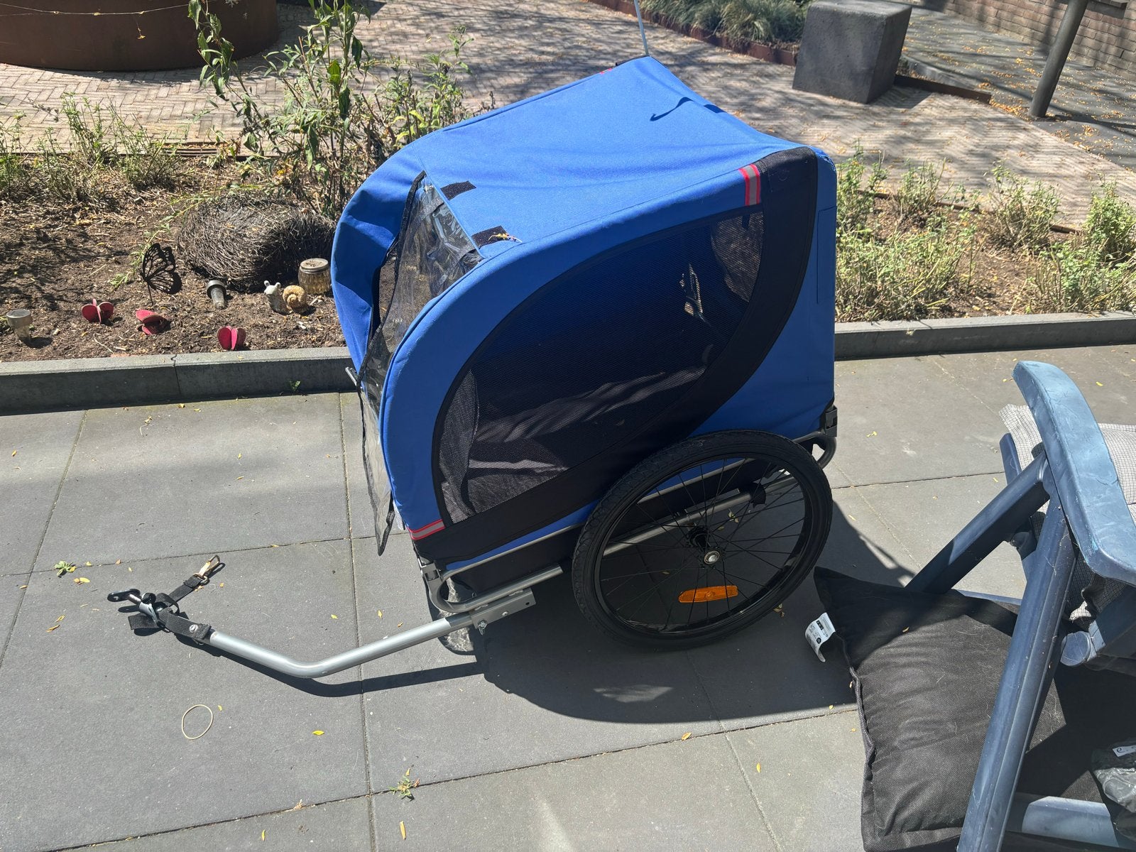 Hondenfietskar - Blauw, opvouwbaar en met vering, Ophalen, Gebruikt, Vering, 20 tot 40 kg