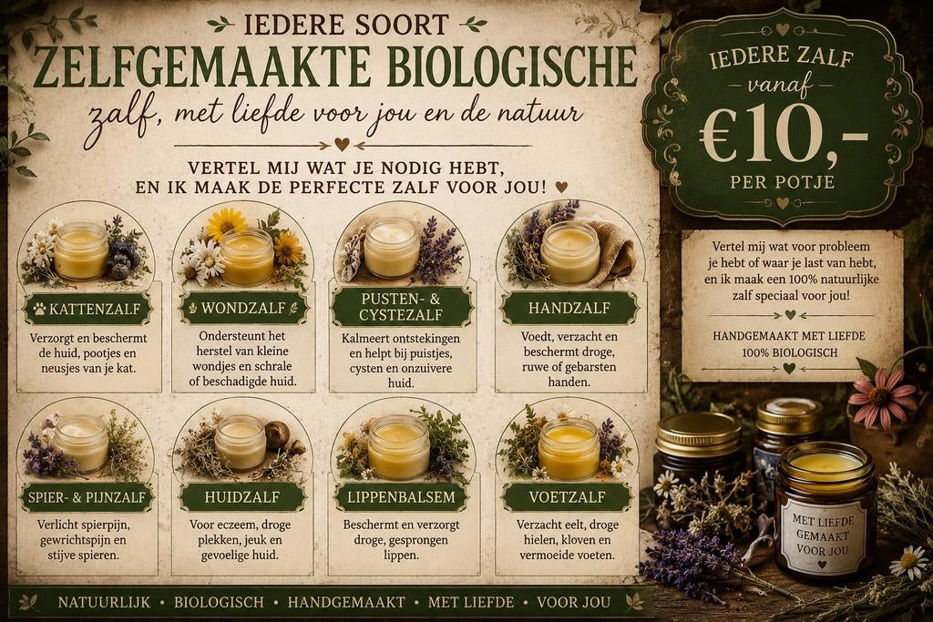 Zelfgemaakte Biologische Zalf op Maat., Ophalen of Verzenden, Nieuw, Bodylotion, Crème of Olie