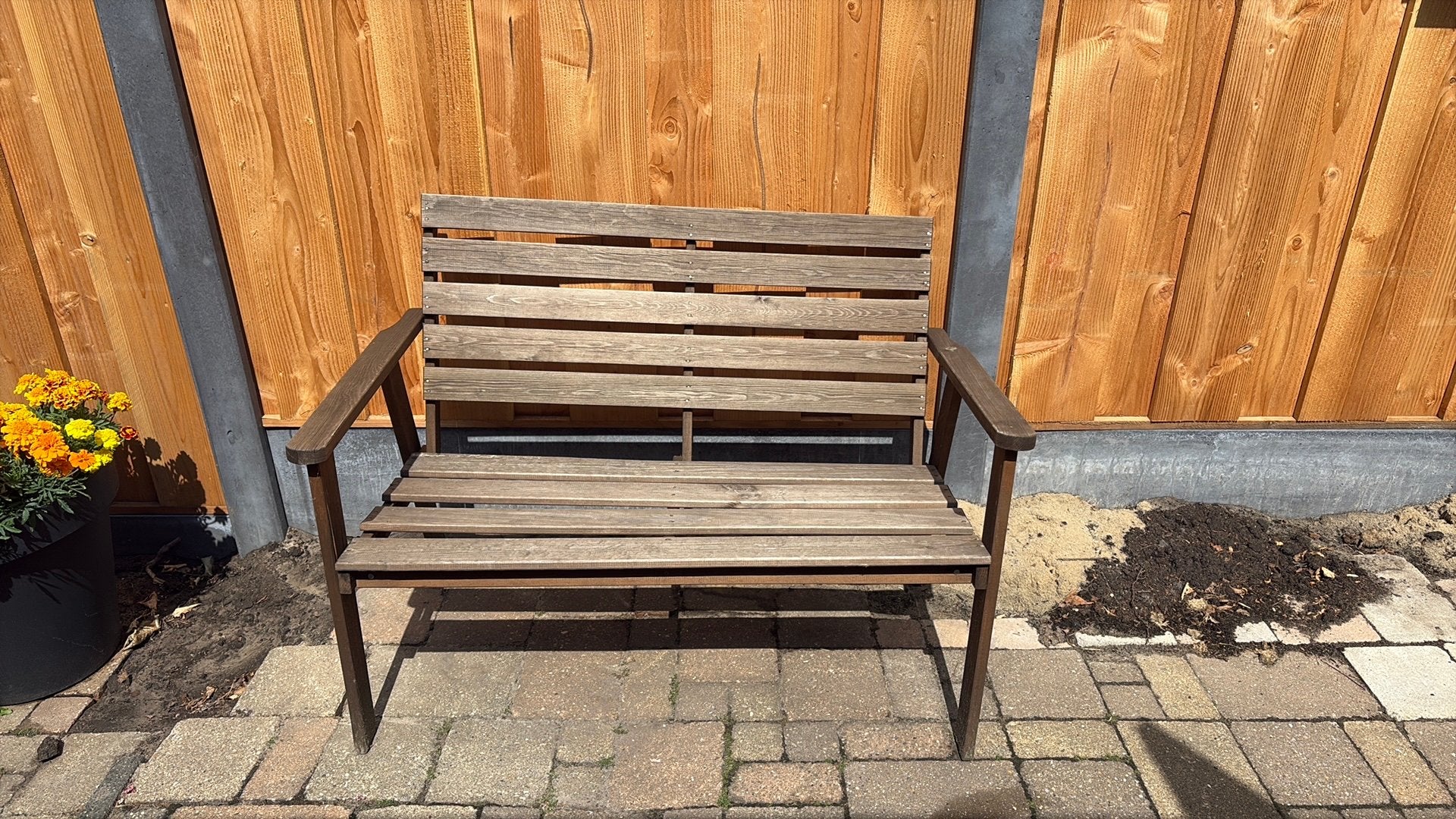Houten bankje, Ophalen, Zo goed als nieuw, Hout