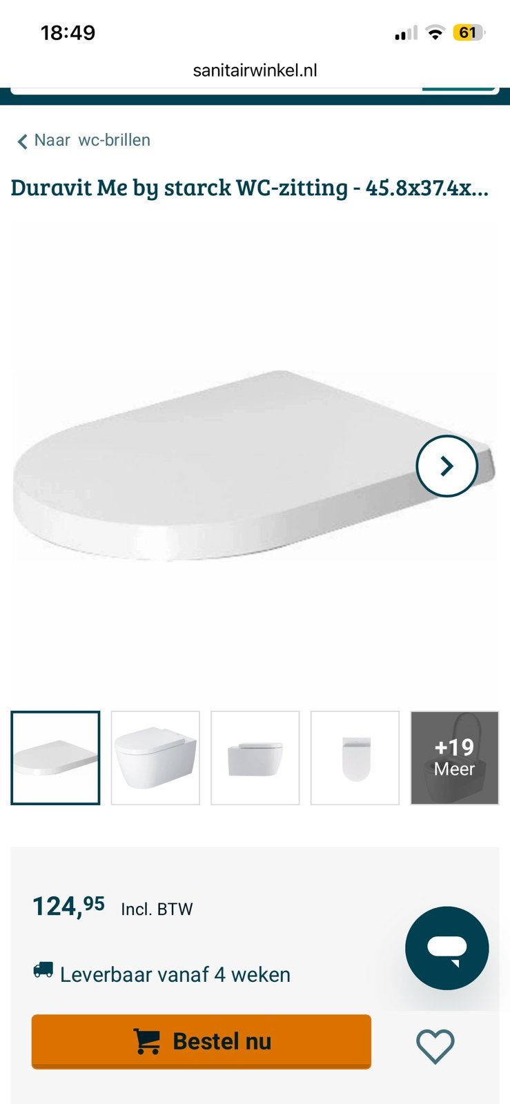 Duravit  ME by Starci toiletbril nieuw, Ophalen of Verzenden, Zo goed als nieuw, Toilet