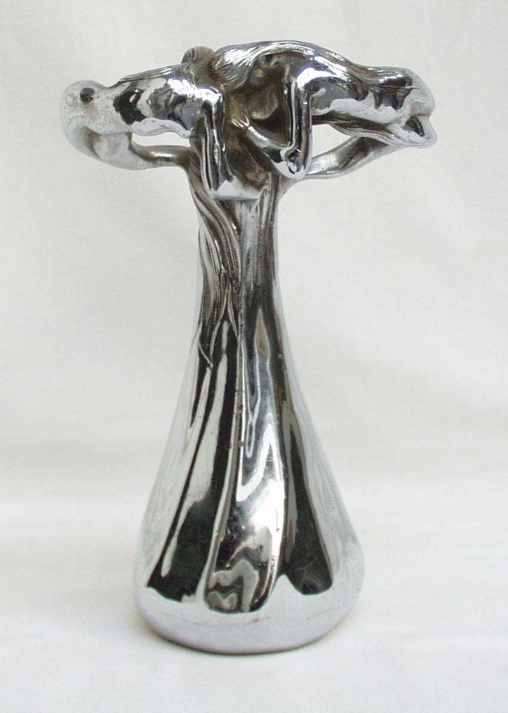 Verchroomd Bronzen Art Nouveau Vaas - Vojave Bruxelles., Overige onderwerpen, Art nouveau, Ophalen of Verzenden, Brons