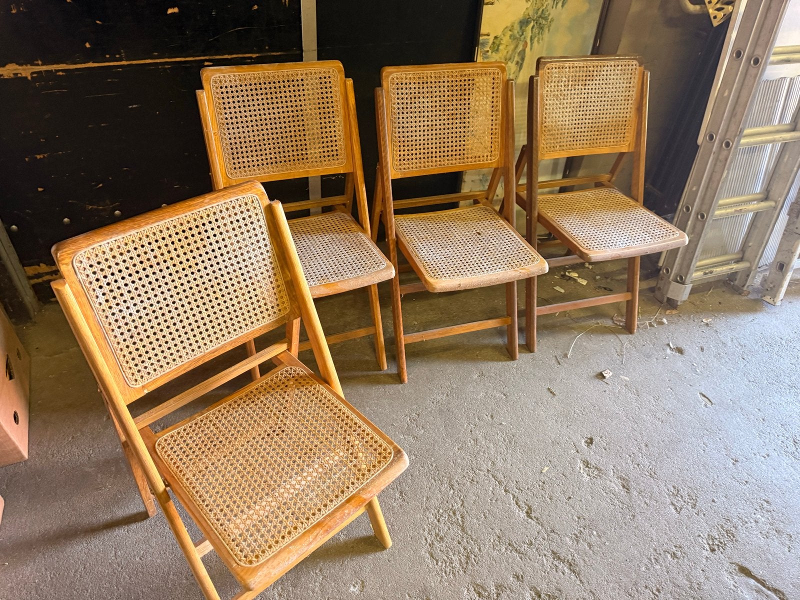 Set van 4 vintage rotan klapstoelen, Ophalen