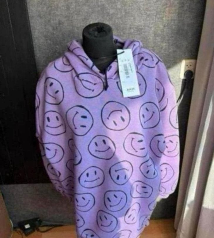 Lila Paarse Hoodie AKH met Smileys - Maat 5 (48/50) - NIEUW, Kleding | Dames, Grote Maten, Ophalen of Verzenden, Nieuw, Paars