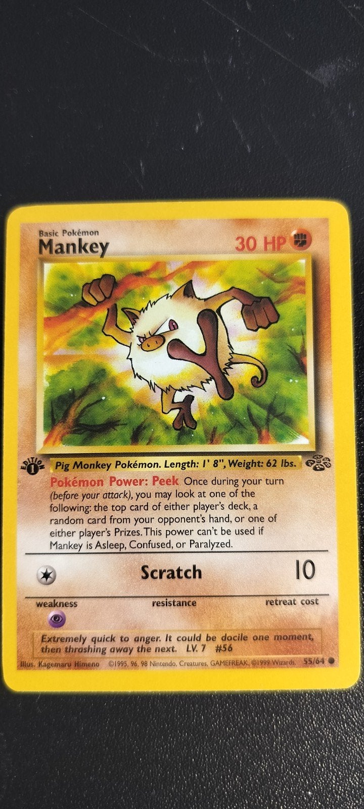 1st edition Jungle Mankey, Ophalen of Verzenden, Zo goed als nieuw, Losse kaart