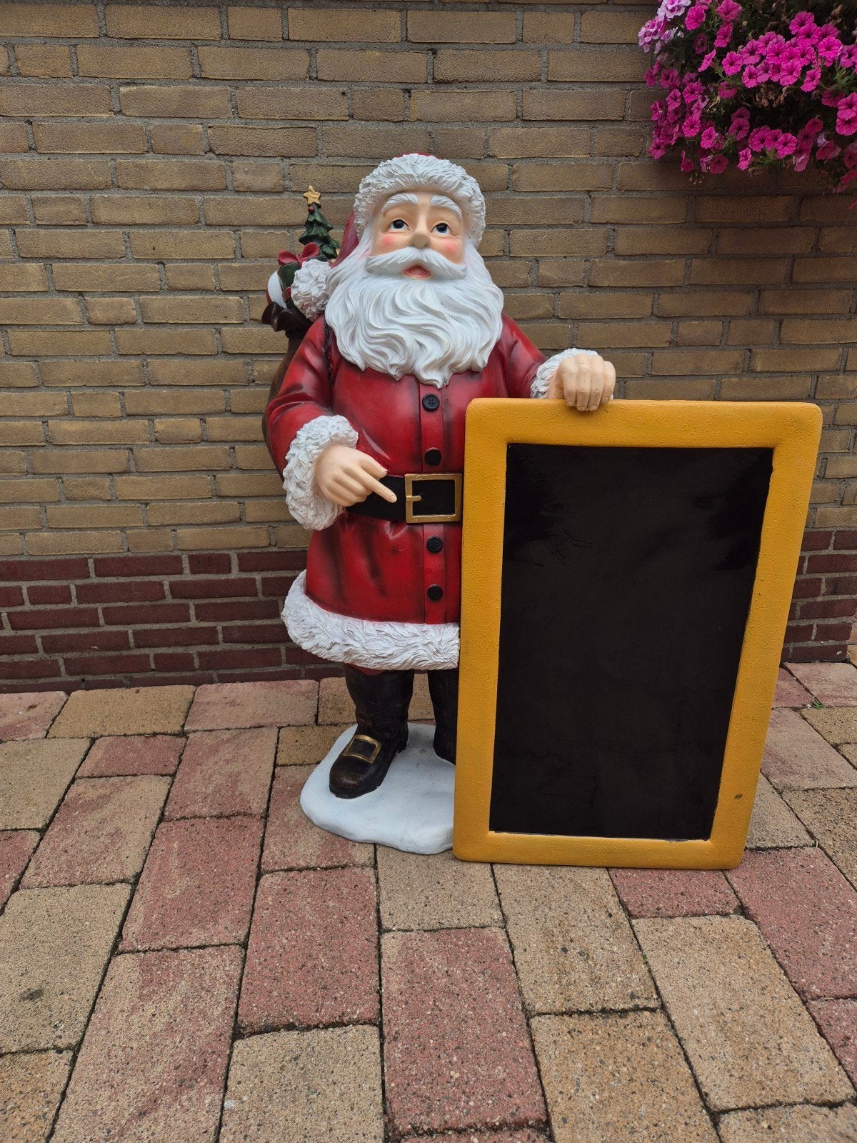 kerstman met informatie bord  van polyester, Ophalen