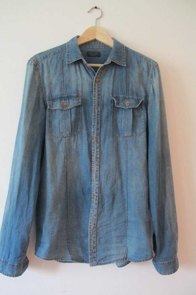 Denim shirt (ZARA), Blauw, Zara Man, Gedragen, Halswijdte 39/40 (M)