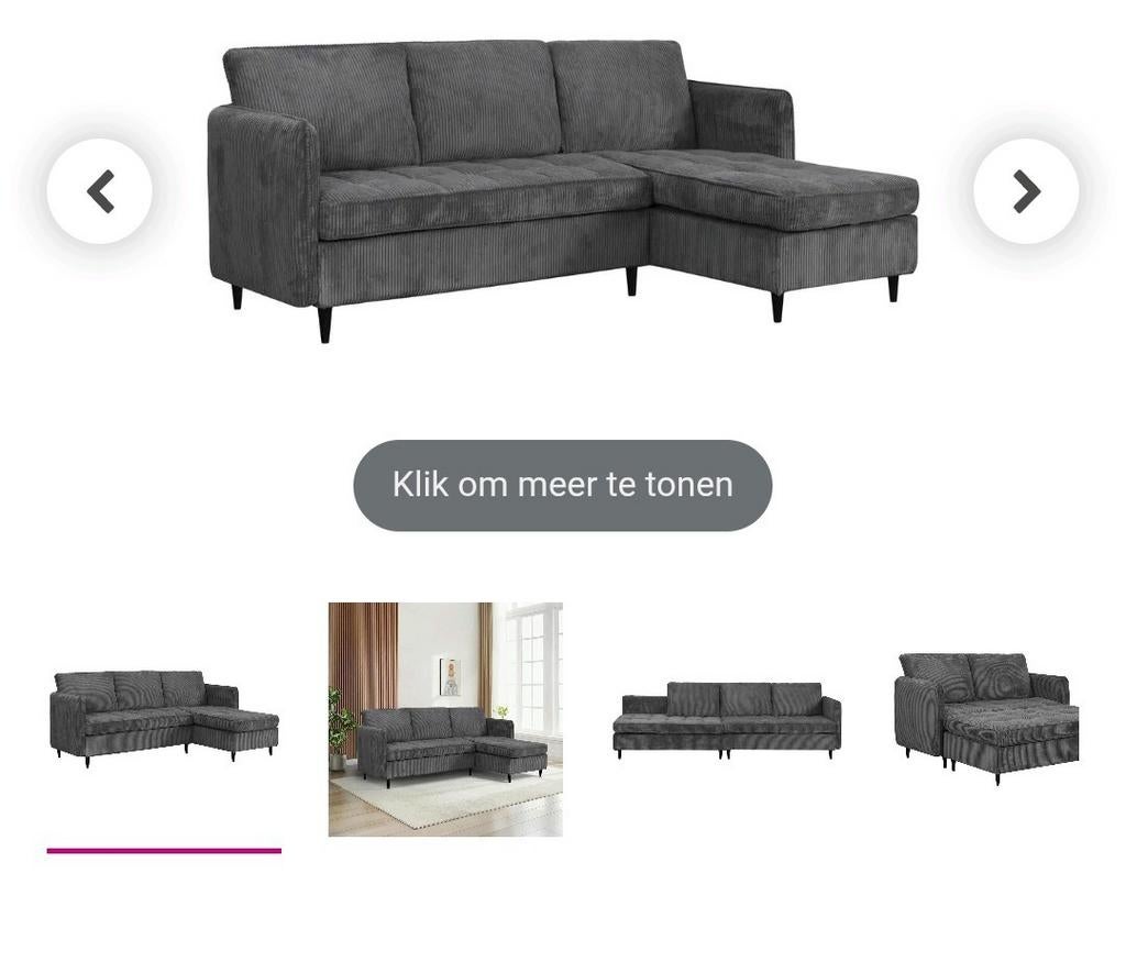 Corduroy slaapbank nieuw, Ophalen of Verzenden, Nieuw, Vierpersoons of meer, Stof