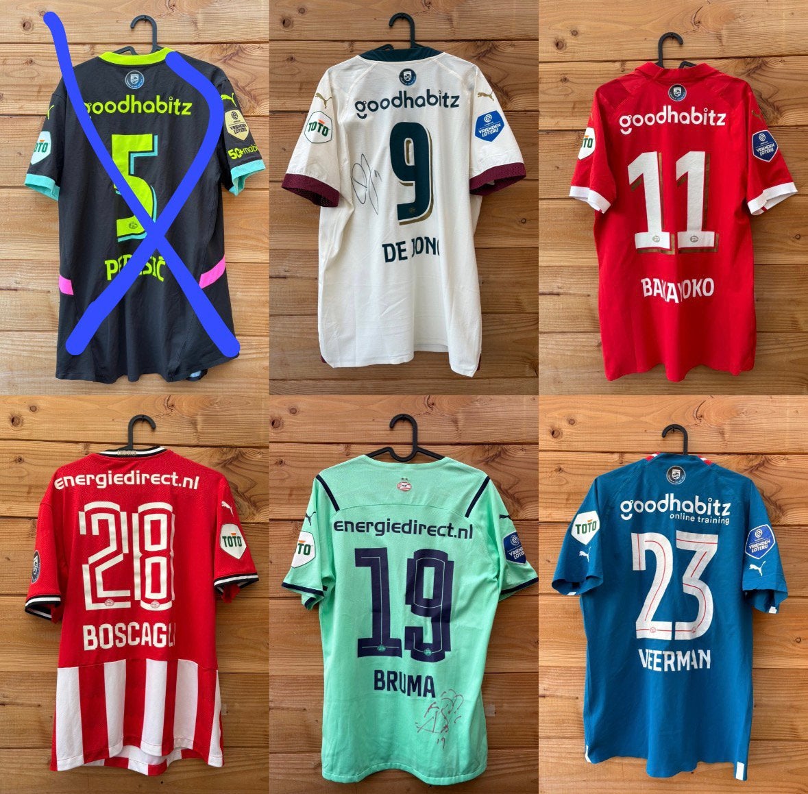 Vijf PSV Matchworn Shirts, Ophalen of Verzenden, Gebruikt, PSV, Shirt