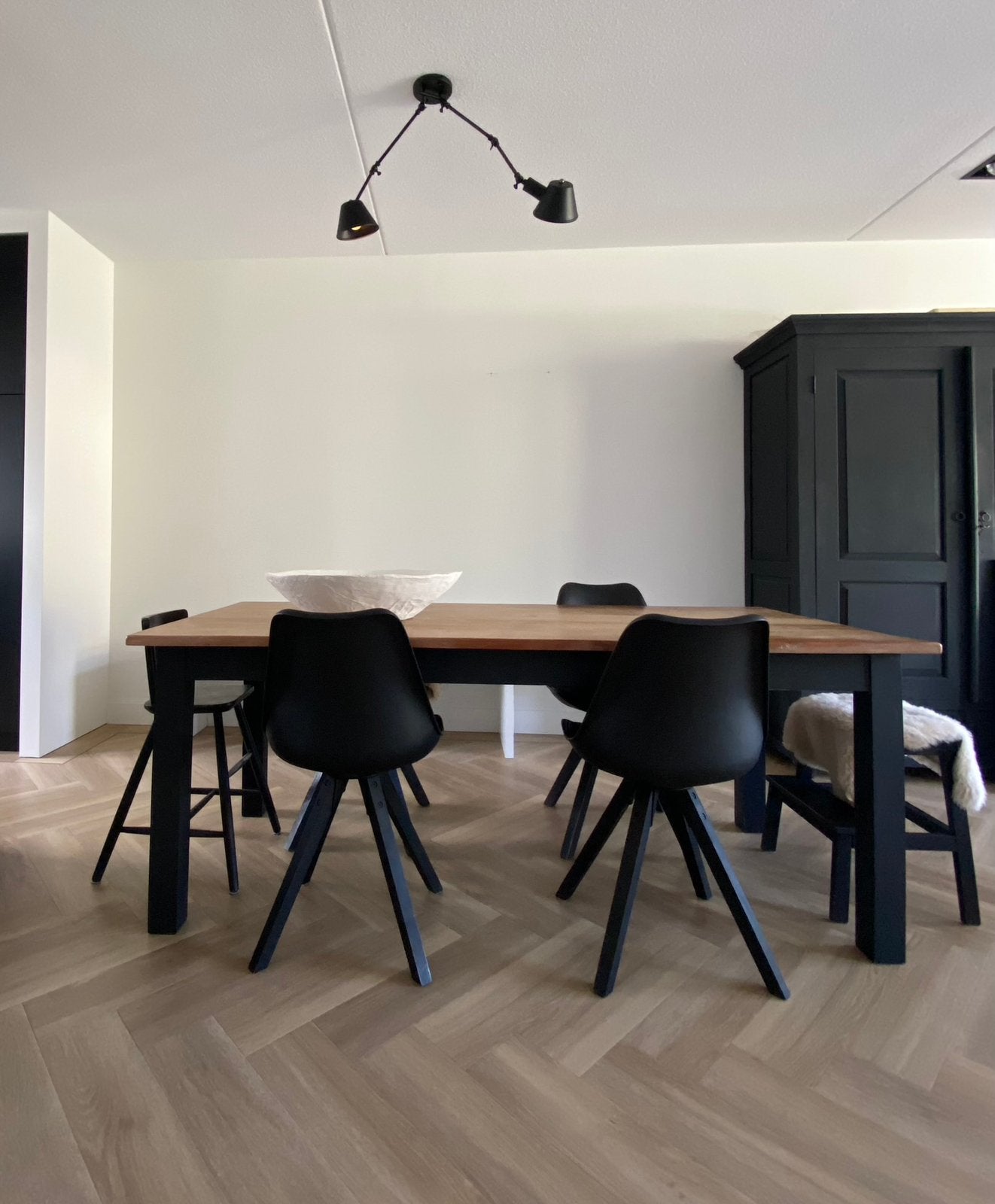 Teakhouten eettafel 200x90 - massief hout, antraciet poten, Huis en Inrichting, Ophalen, Teakhout, 200 cm of meer, 50 tot 100 cm