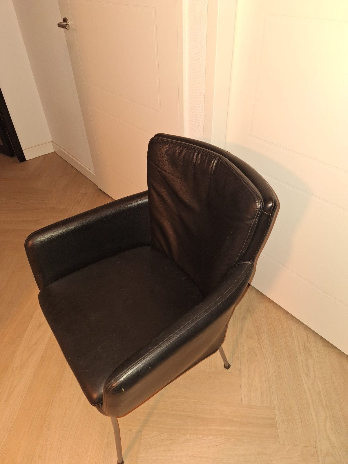 4 Gealux Dallas Venetië leren eetkamerstoelen, Ophalen, Gebruikt, Zwart, Leer