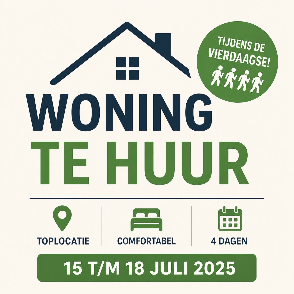 Woning te huur tijdens de vierdaagse, Ophalen, Tweepersoons, Hout