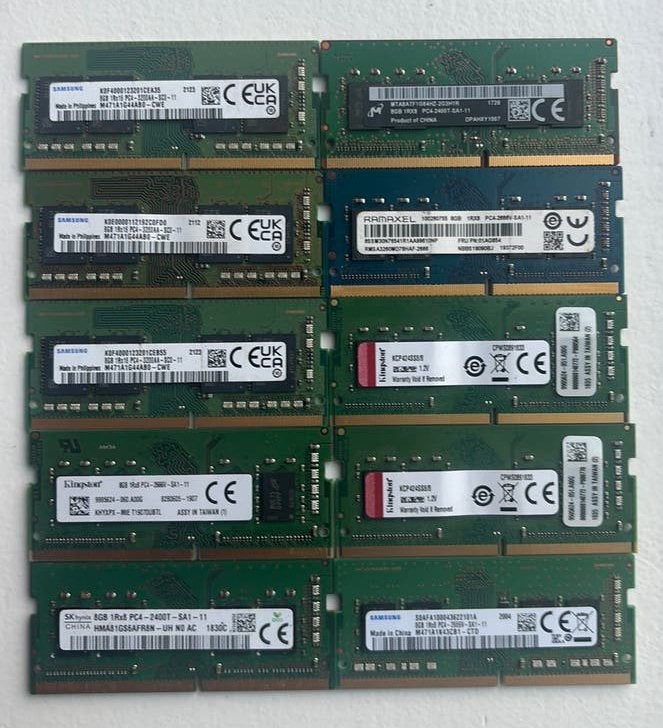 10X 8GB DDR4 Laptop geheugen, Ophalen of Verzenden, Gebruikt, DDR4, Laptop