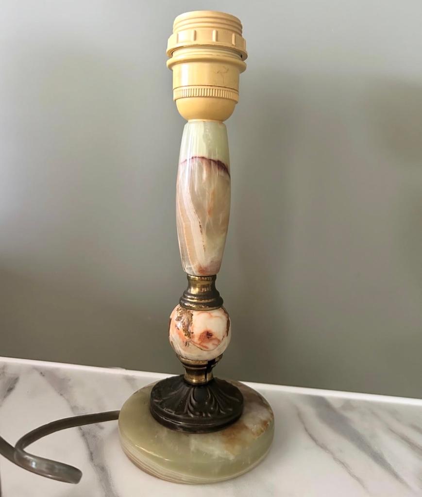 Elegante Lampenvoet van Onyx en Metaal, Huis en Inrichting, Lampen | Tafellampen, Ophalen of Verzenden, Gebruikt, Metaal, Minder dan 50 cm