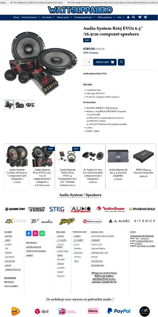 Audio System R165 EVO2 6.5'' /16.5cm Composet / Speakers, Auto diversen, Autospeakers, Info@optimount.nl, Nieuw, Ophalen of Verzenden