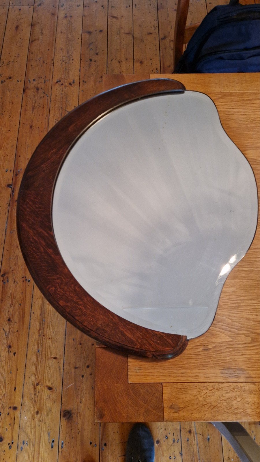 Houten spiegel met geslepen glas, 75x60 cm, Ophalen, Overige vormen, 50 tot 100 cm, Minder dan 100 cm