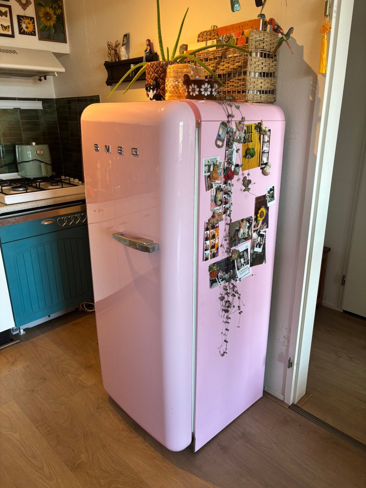 Roze SMEG koelkast, Witgoed en Apparatuur, Ophalen, Gebruikt, 200 liter of meer, 160 cm of meer